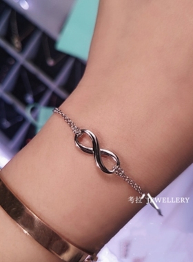 无限的爱双层手链女纯银蓝色珐琅8字手镯手环小众ins简约个性设计