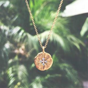 Starburst【美国北极星项链】纯银镀黄金色 八芒星金币锁骨链简约