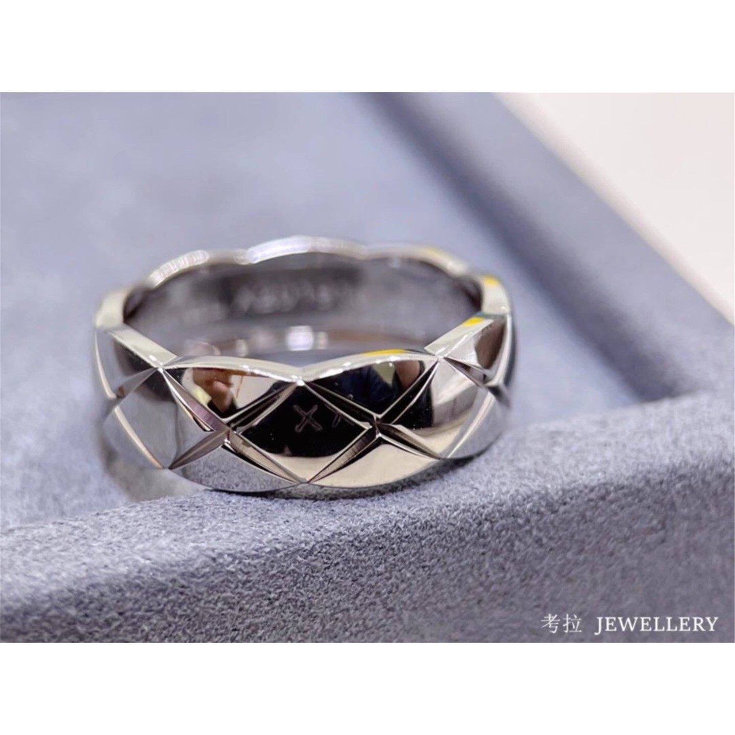 18K金双Т戒指女玫瑰金黄金钻石指环纯银字母婚戒情侣对戒ins网红