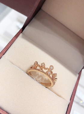 女王桂冠戒指 女18K玫瑰金皇冠彩金黄·金钻石指环情侣对戒网红潮