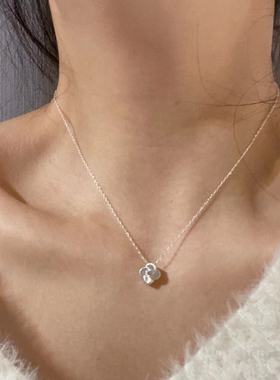 甜美小清新镶钻花朵吊坠链条项链优雅气质温柔淑女少女感锁骨链女