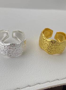 法式经典金属褶皱宽版可口戒指轻奢时尚简约百搭ins风小众指环潮