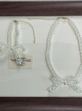 时尚名媛气质珍珠蝴蝶结项链手链甜美小清新少女感优雅潮流饰品