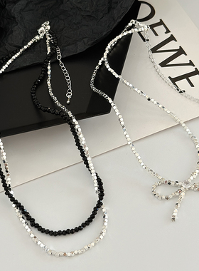 合金碎银子锁骨链女蝴蝶结项链