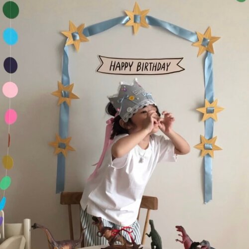 韩国新款星星生日纸板拉花拉旗
