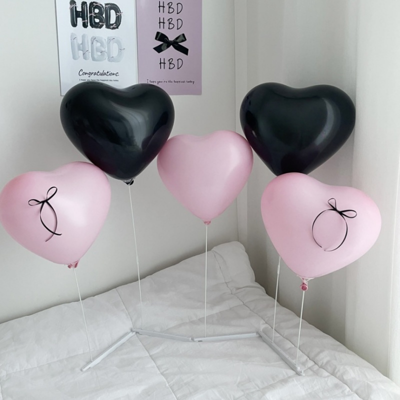 ins小红书生日爱心桌飘气球套餐乳胶桌摆少女蝴蝶结网红装饰布置