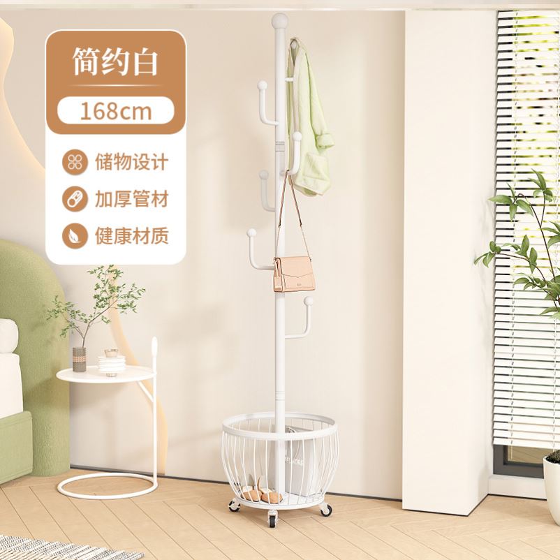 轻奢衣帽架落地卧室家用可移动挂衣架客厅立式多功能带收纳框包架