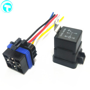 24V 汽車繼電器 四腳五腳防水一體化繼電器配帶線插座改裝 用12V