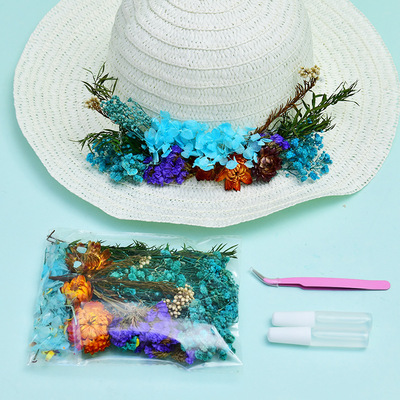 干花草帽diy.材料包儿童节手工制作永生花帽子亲子活动团建送妈妈