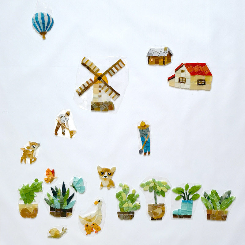 手工diy 植物类马赛克拼图镶嵌图案饰品材料云朵盘小图案创意文创