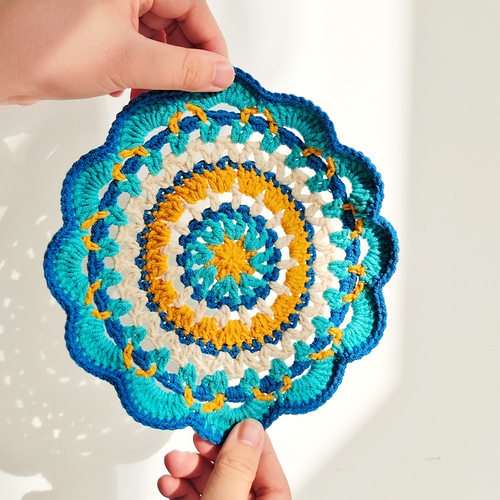 手工diy小花杯垫隔热垫钩针新手勾针入门毛线工具包编织材料包