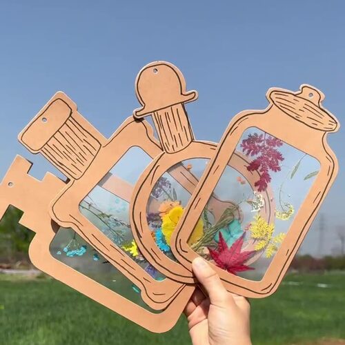 DIY纸质透明标本瓶子春天出游手工儿童绘画大自然美术创意材料包