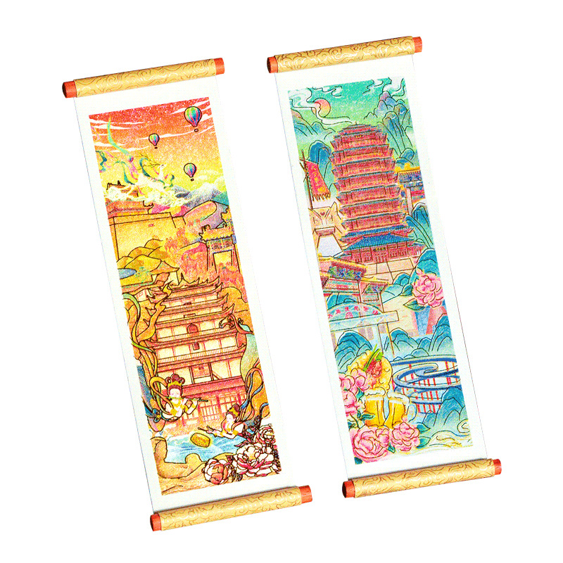 全国卷轴城市冰箱贴木质磁贴现货文创旅游景区工艺品创意冰箱贴