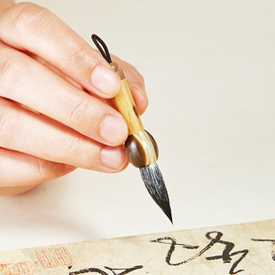 迷你款竹杆兼毫中锋大号提斗笔国画书法文房摆件书法毛笔挂件
