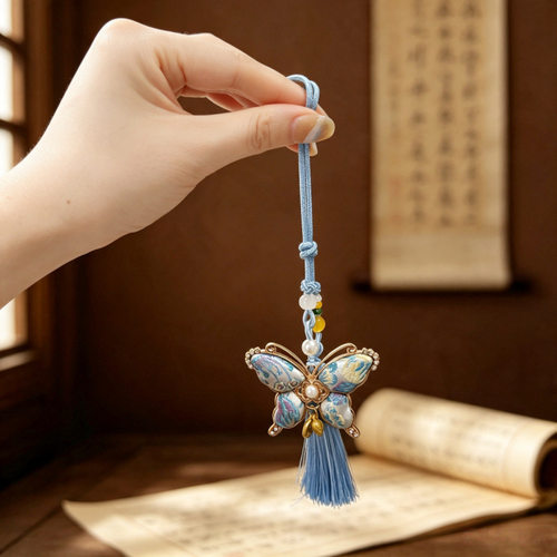 仿宋锦蝴蝶挂饰挂件手工