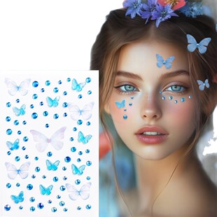 新款 薄纱蝴蝶儿童脸贴舞台妆脸贴演唱会女童开学晚会表演脸部用