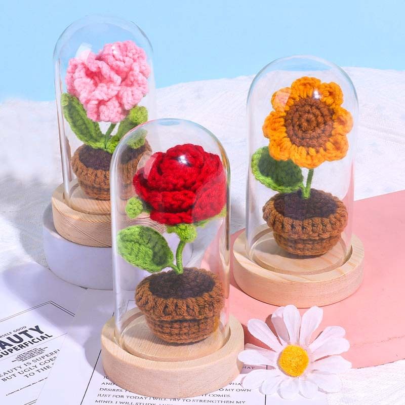 教师节礼物毛线花朵成品玫瑰花向日葵花束diy手工编织盆栽,家居饰品,仿真花/假花,淘宝优惠券,粉丝福利购,淘宝优惠卷