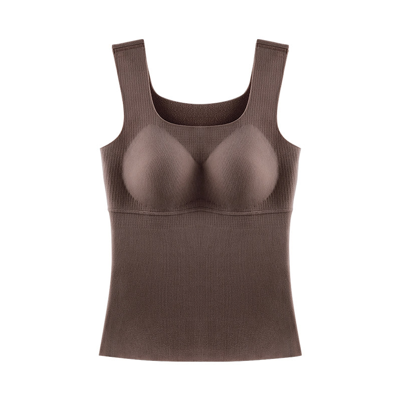 梦芭蒂免穿文胸二合一保暖背心女带胸垫冬季蚕丝女士秋冬保暖衣