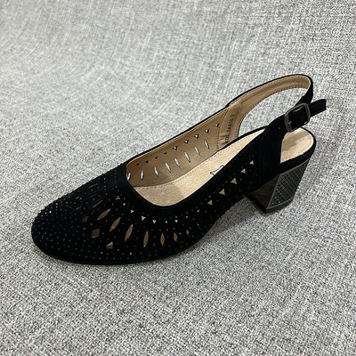 外贸夏季新款包头粗跟凉鞋浅口高跟优雅女士单鞋大码女鞋 T4160