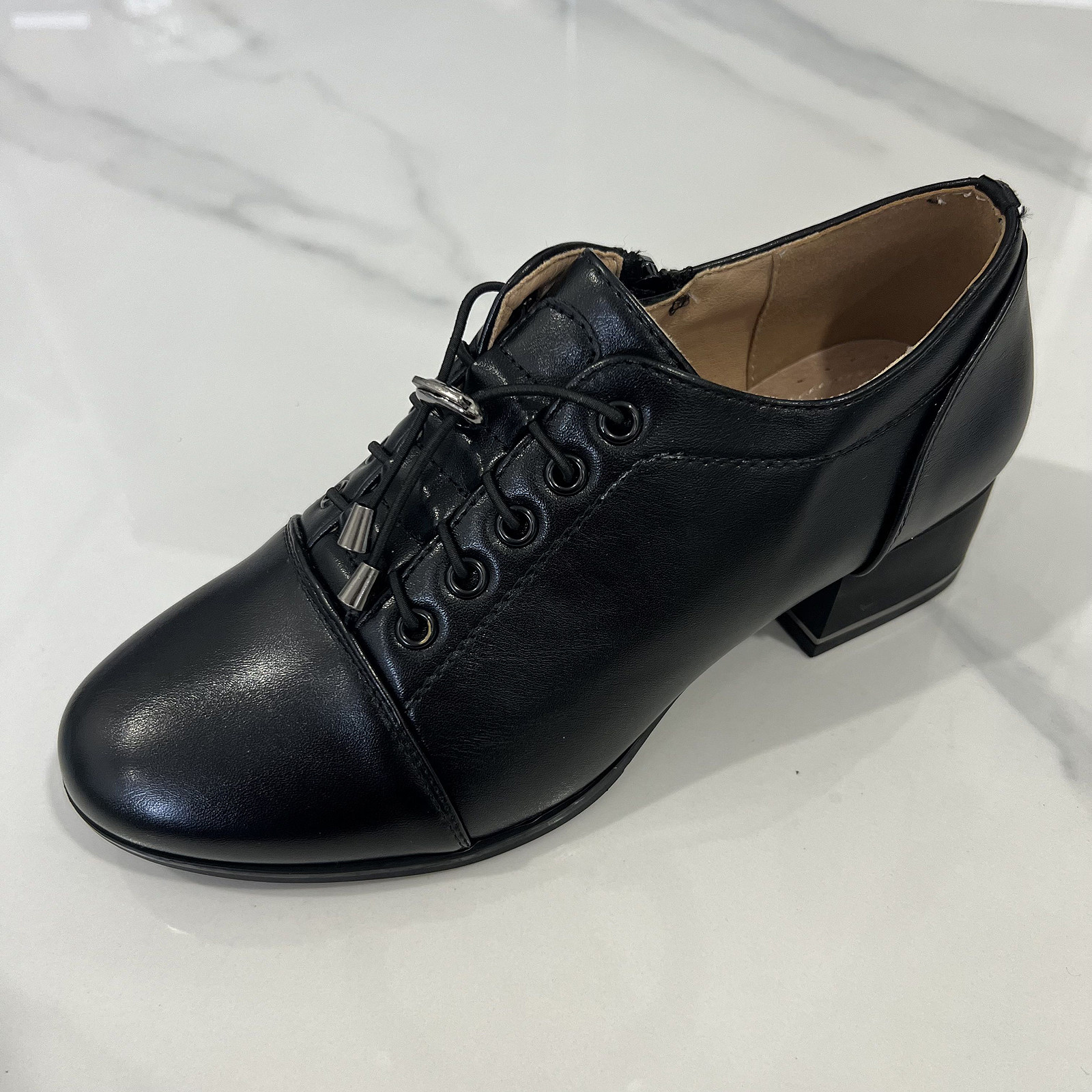 外贸新款真皮垫复古英伦风女单鞋休闲粗跟舒适百搭通勤女鞋 T4514