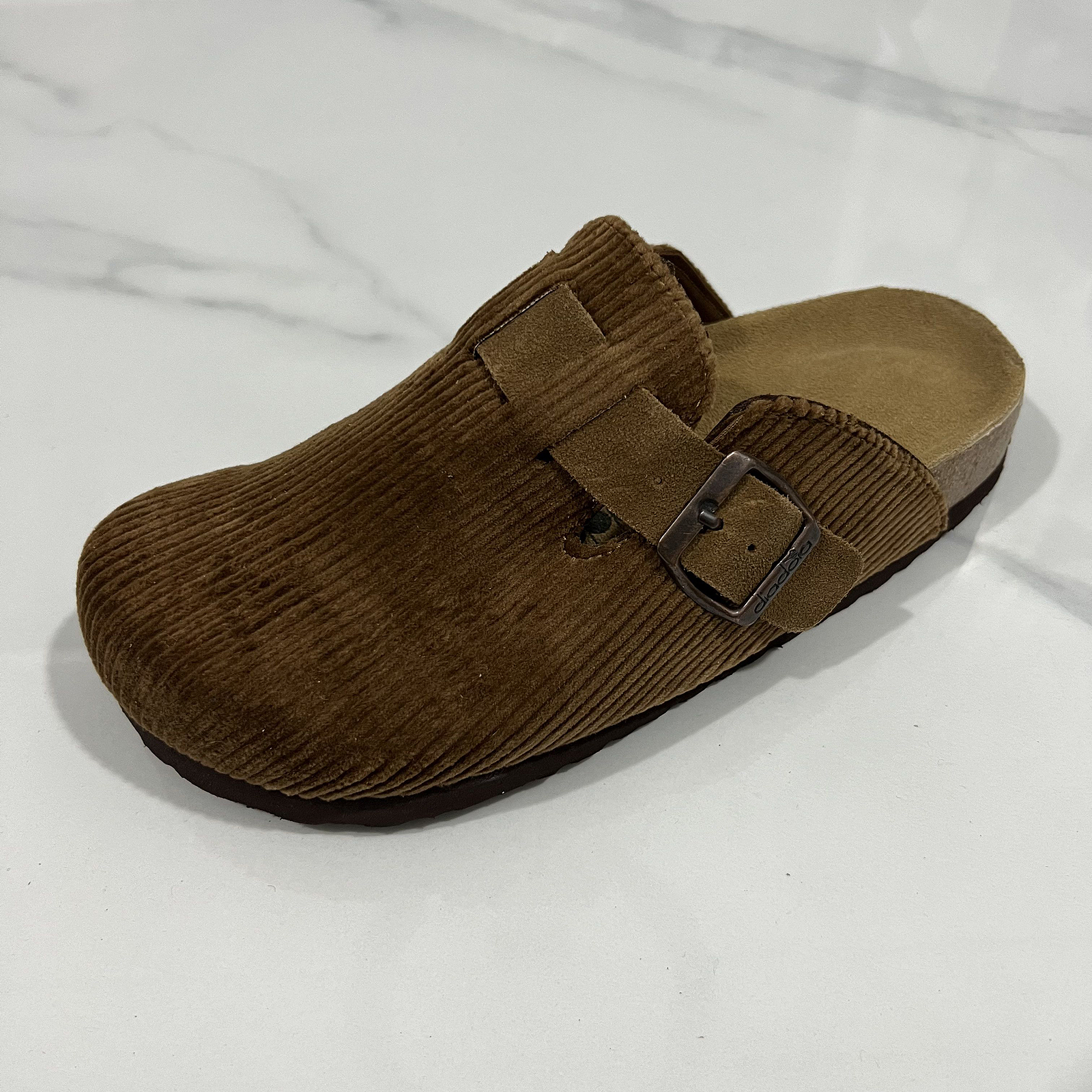 外贸新款秋冬灯芯绒勃肯拖鞋外穿复古包头女鞋软木半拖 F6091