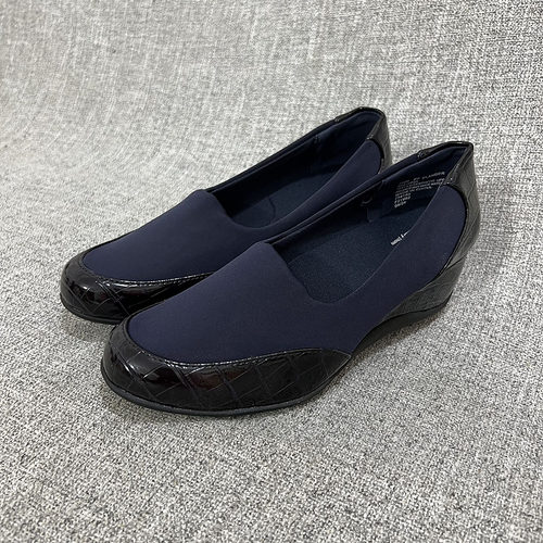 外贸2025新款女布鞋坡跟春秋妈妈单鞋舒适休闲大码女鞋 T4108