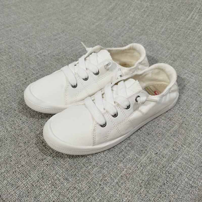 2023平跟帆布鞋休闲免系带软底