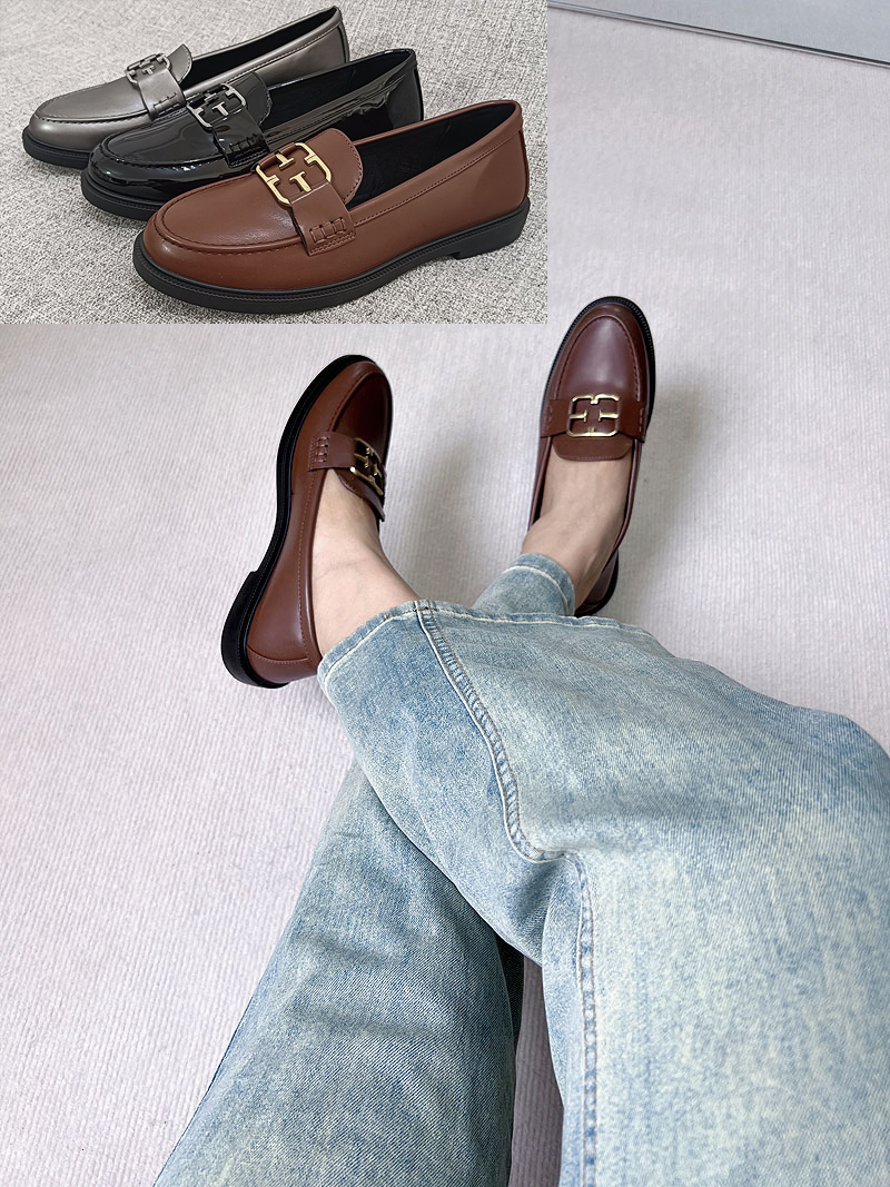 外贸春秋款英伦一脚蹬单鞋大码女鞋职业款工作小皮鞋乐福鞋 F4538