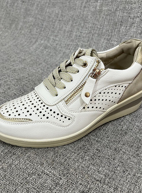 微瑕外贸镂空透气坡跟妈妈鞋休闲厚底女单鞋套脚大码女鞋 F5351