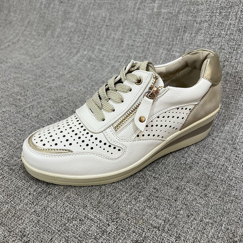 微瑕外贸镂空透气坡跟妈妈鞋休闲厚底女单鞋套脚大码女鞋 F5351