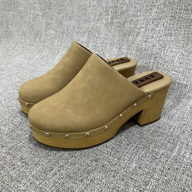 外贸欧美舒适防水台包头厚底高跟大码拖鞋外穿女鞋 F5246 超好穿