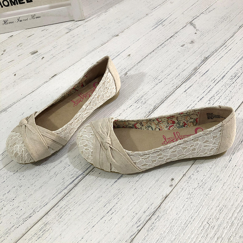 外贸欧洲站蕾丝平跟女鞋圆头浅口单鞋大脚大码女鞋休闲低帮鞋T563,女鞋,深口单鞋,淘宝优惠券,粉丝福利购,淘宝优惠卷