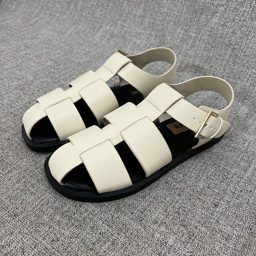 夏季女士猪笼编织罗马凉鞋
