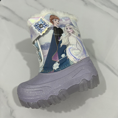 外贸冬季新款保暖雪地靴卡通图案儿童套筒棉靴中筒靴 F6274