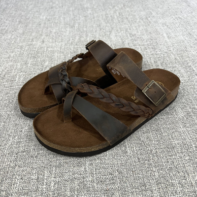 外贸夏季新款女士真皮夹趾休闲大码拖鞋女鞋软木拖 F6462