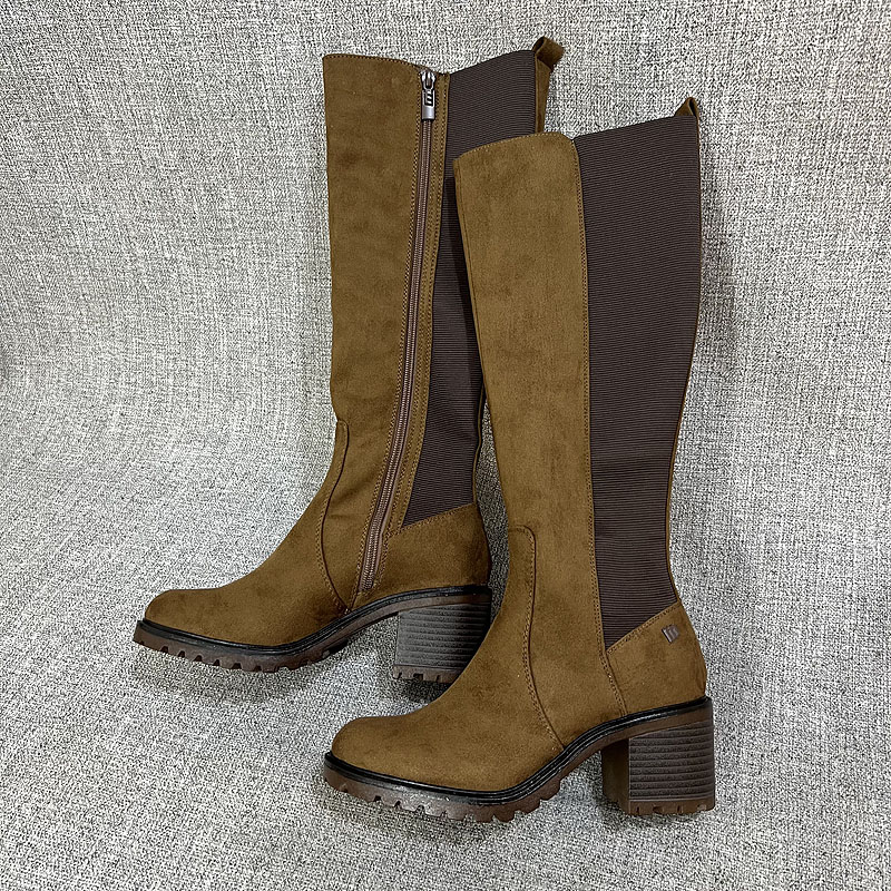 外贸秋冬复古骑士靴粗跟厚底百搭长筒靴显瘦大码女靴 T3826