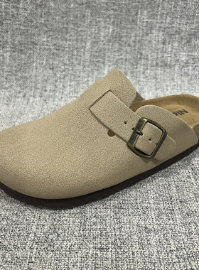 外贸秋冬新款真皮垫包头博肯拖外穿女鞋舒适软木半拖  T4377