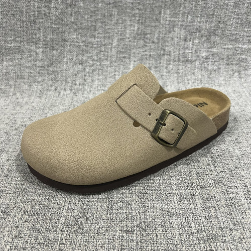 外贸秋冬新款真皮垫包头博肯拖外穿女鞋舒适软木半拖 T4377