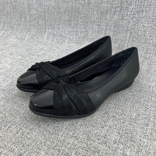 F5066 女鞋 轻便好穿不累脚 大码 外贸蝴蝶结轻便坡跟中口一脚蹬单鞋