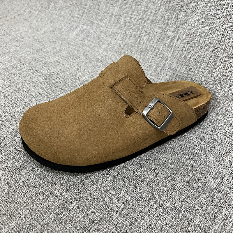 外贸懒人一脚蹬平跟包头男女室内外穿拖鞋大码女鞋软木半拖 A705