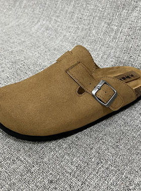 外贸懒人一脚蹬平跟包头男女室内外穿拖鞋大码女鞋软木半拖 A705