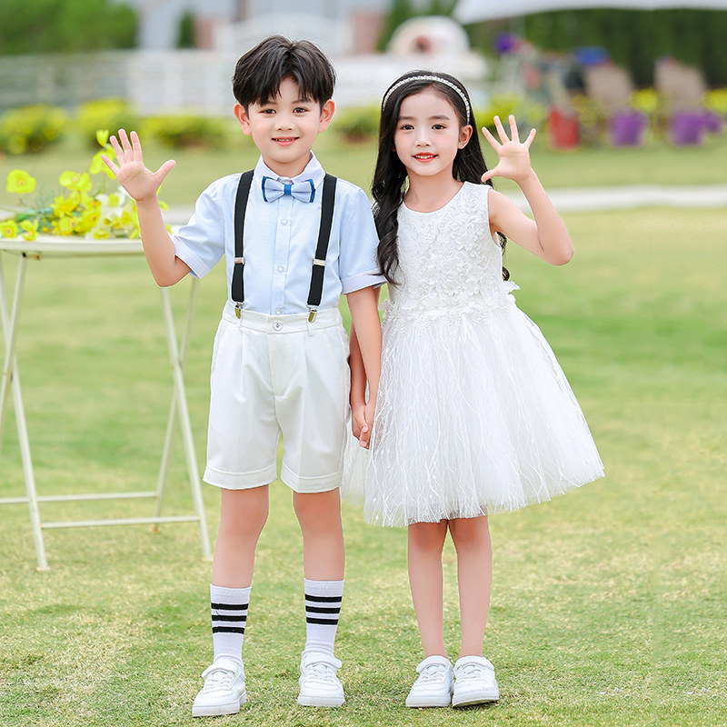 六一儿童唱蓬蓬裙小学生男童背带裤幼儿园表演服