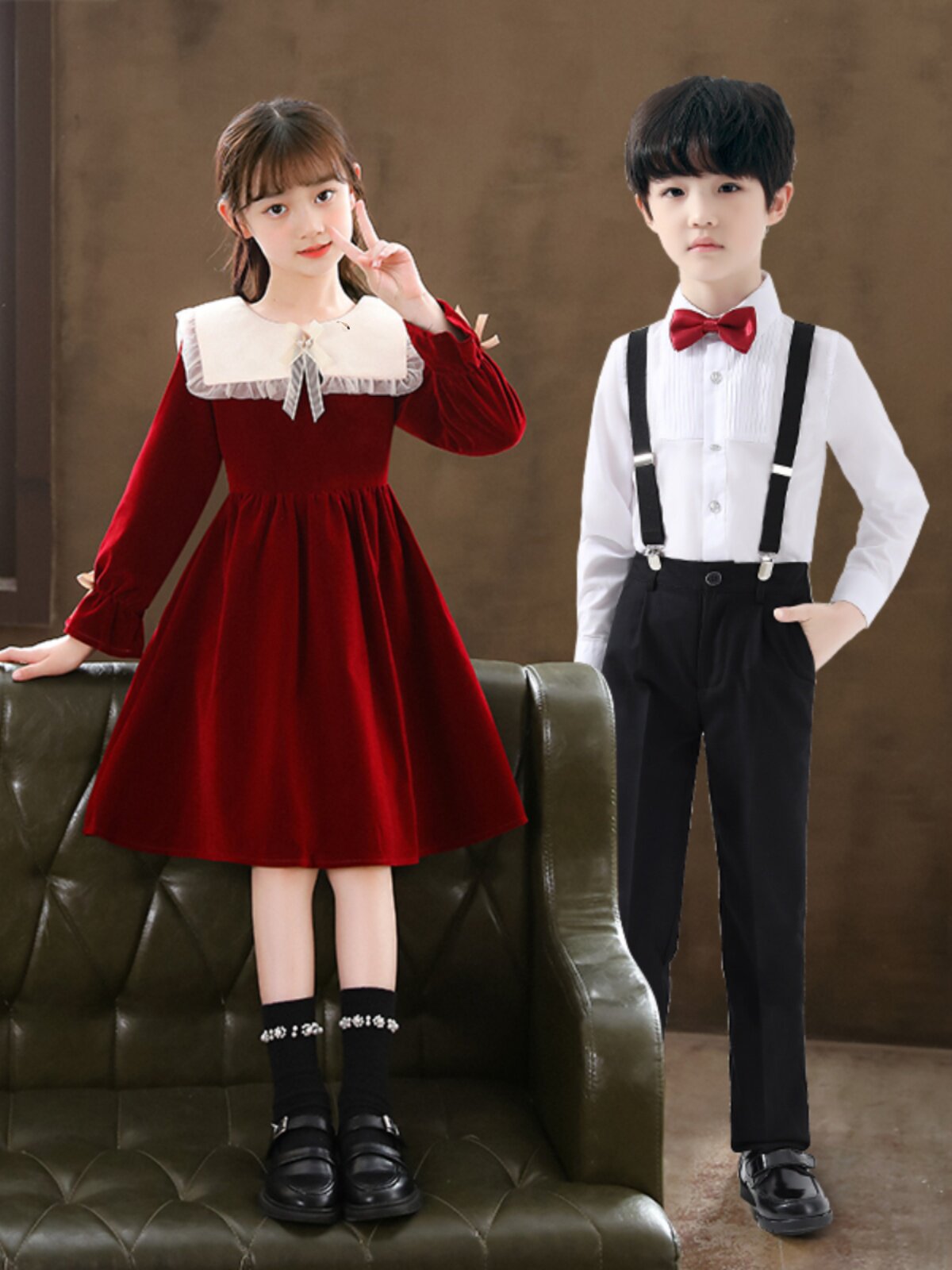 诵表演服装男童童舞蹈蓬蓬裙儿童合唱演出服元旦小学生礼服女朗