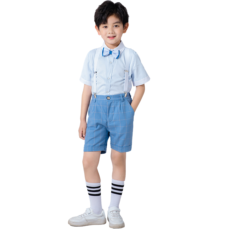 儿童演出服男童背带裤小学生男生主持人礼服舞蹈男孩六一表演服装