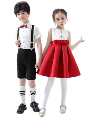 儿童演出服红色大合唱表演服