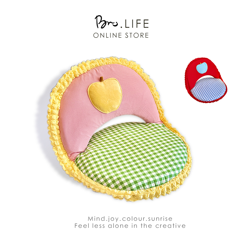 奶油格子苹果靠背椅飘窗榻榻米懒人沙发阳台儿童小沙发躺椅小凳子