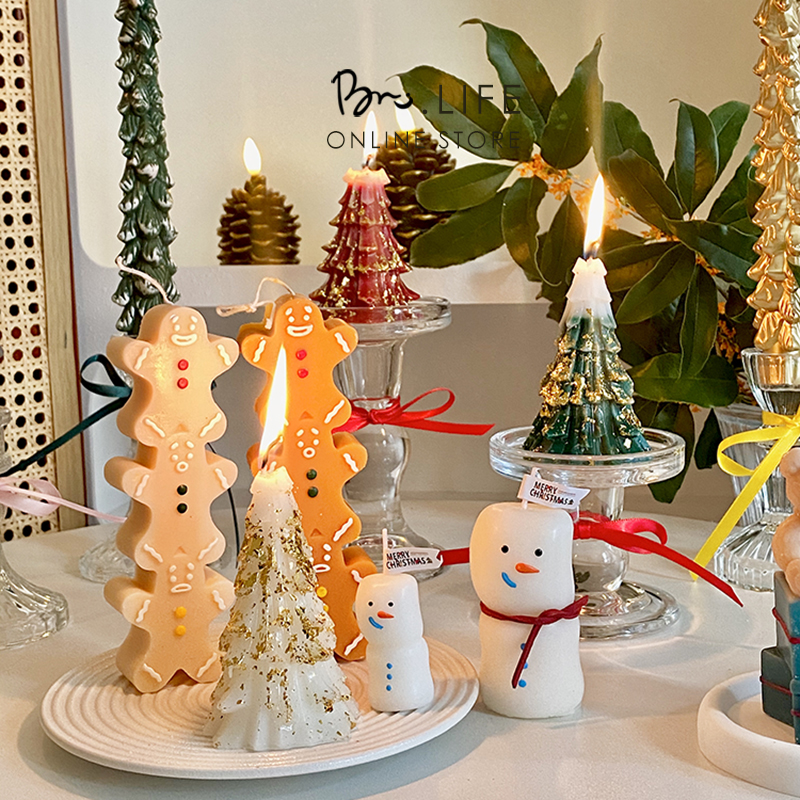 圣诞树香薰蜡烛节日氛围感装饰品布置雪人姜饼人红色香氛摆件礼物