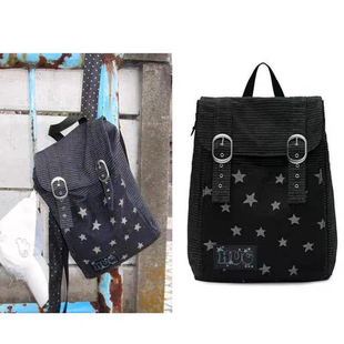 韩国hugyourskin25春复古Y2K波点条纹星星牛仔双肩包学生书包背包