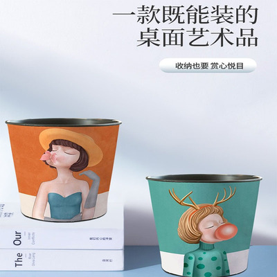 创意桌面垃圾桶圆形无盖