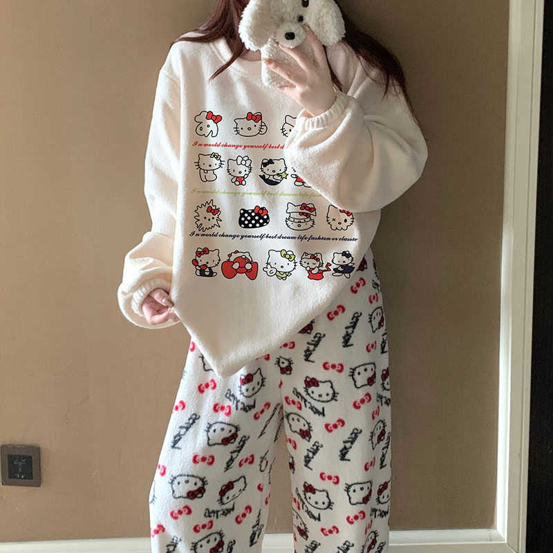 2025年新款米粒绒秋冬季睡衣套装